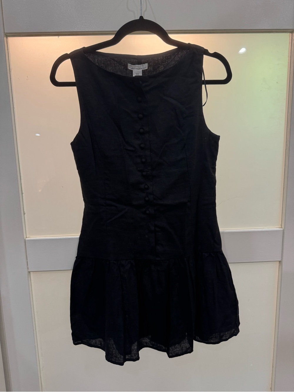 H&M Black Sleeveless Button-Front Mini Dress